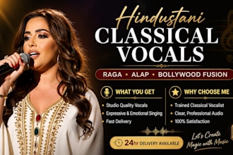 record hindustani classical vocals, sing raga, alap and bollywood fusion