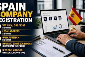 register your company in spain with legal address, iva, bank support, compliance