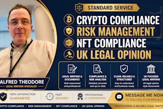 provide UK legal opinion crypto compliance, risk management, nft compliance
