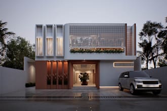 create realistic 3d exterior rendering for house and villa
