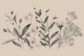 do best botanical line art illustration