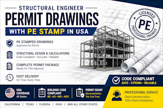 provide structural engineer permit drawings with pe stamp in USA