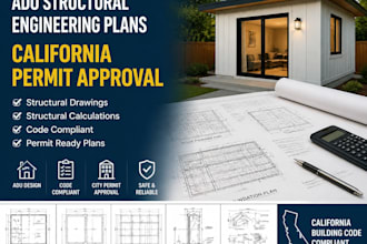 provide adu structural engineering plans for california permit approval