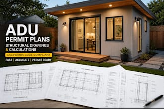 create adu permit plans and structural drawings for california