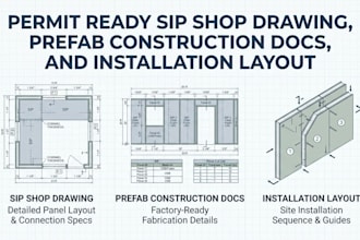 permit ready sip shop drawing, prefab construction docs, and installation layout