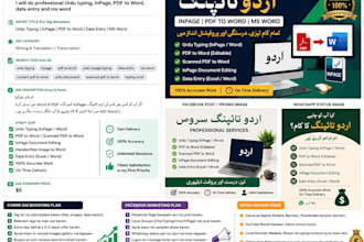 do professional urdu typing, inpage, PDF to word and ms word