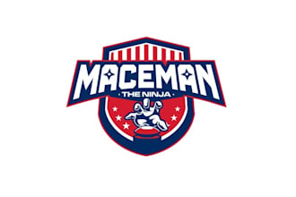 design kick butt maceman ninja warrior logo