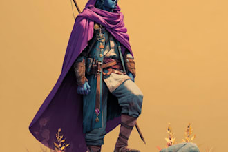 draw a fantasy character for dnd, pathfinder, etc