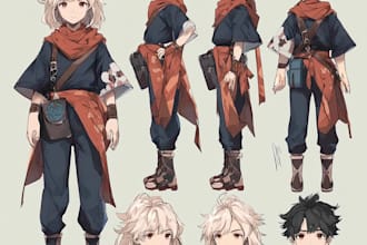 create full anime character sheet with details