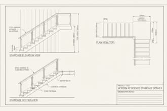 create staircase shop drawings and technical 3d design