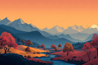 create professional vector illustration for landscapes and objects