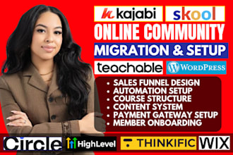 migrate skool kajabi, membership website course migration setup circle community