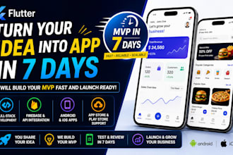 develop flutter mobile app mvp in 7 days for android and ios