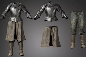 2d sketch to glb,fbx model,3d modular armor,custom outfit,unity game accessories