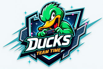 do unique duck mascot gaming esport logo
