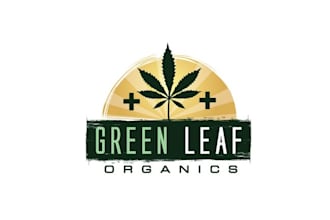 make green leaf farms cannabis logo with green leaf organics