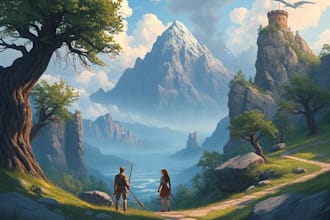 draw a fantasy landscape illustration