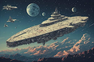 illustrate futuristic spaceships in high quality
