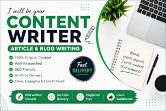 write articles, assignments and content in english