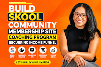 setup skool community, membership site coaching program, recurring income funnel