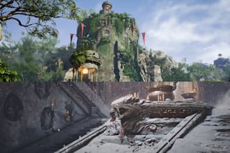 post apocalyptic 3d game environment, 3d abandoned city game level design, ue5