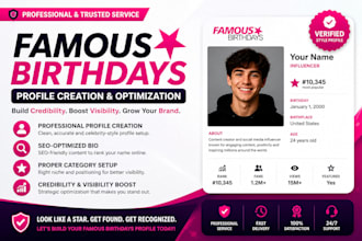 create or optimize your famous birthdays profile for credibility and visibility