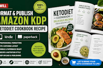format publish amazon KDP ketodiet kindle spanish french german cookbook recipe