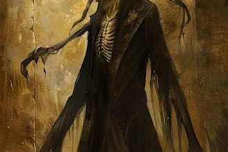 draw dark, punk, goth, horror character in comic like style