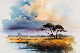 paint landscapes in watercolor