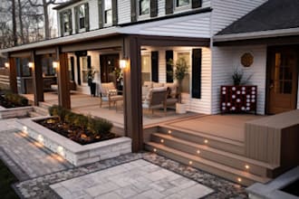 create stunning porch, deck, patio 3d render and outdoor living visualization