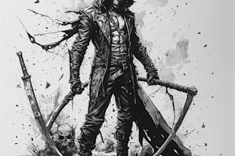 draw noir, horror and dark comic books art for your story