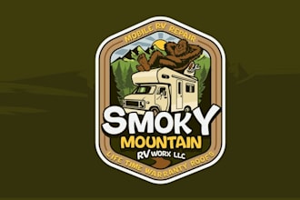 make playful logo for rv repair shop in the smoky mountains