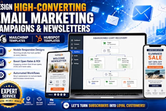 design email marketing campaign, newsletter, templates on mailchimp, hubspot
