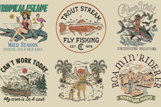 design retro vintage t shirt and hand drawn logo