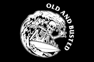design old busted surfing fraternity logo