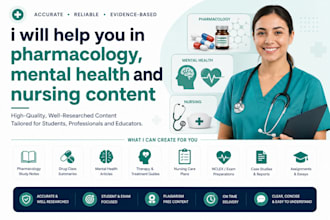 help you in pharmacology, mental health and nursing content