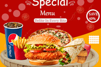 create social media, instagram post and food banner product design