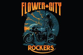draw custom motorcycle garage logo illustration for tshirt