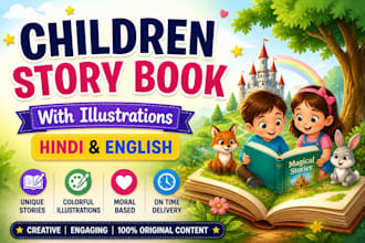 create chidren story books with illustration in hindi and english