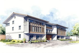 sketch architecture building with watercolor rendering