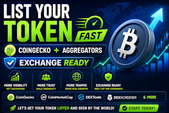 list your token to coingecko, aggregators and prepare listing top tier exchange