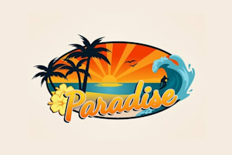 design vintage water park logo in paradise