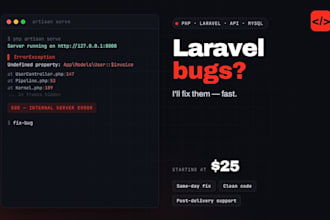 fix PHP laravel bugs and be a php laravel developer