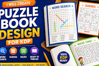 create puzzle book for KDP word search sudoku maze activity book