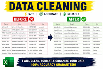 do excel data cleaning, formatting, and remove duplicates fast