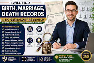 find birth marriage death records and do genealogy research