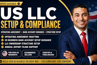 set up your US llc structure, draft operating agreement and llc bank account