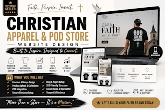 do christian tee apparel pod faith based store blog landing page website design