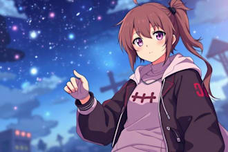 paint marvelous anime or vtuber banner for youtube, twitch, x, etc