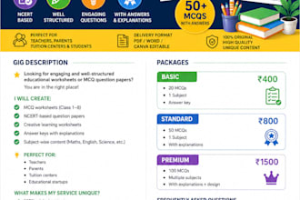create professional educational mcqs worksheets for students